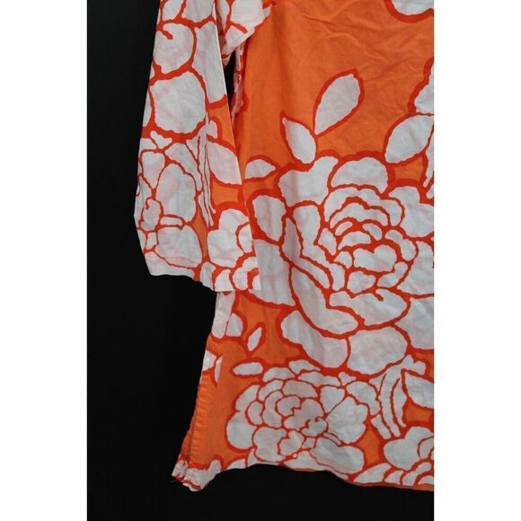 Tori Richard Honolulu Orange Floral Print Women's Size 8 Cover Up 3/4 Sleeve - Picture 3 of 7